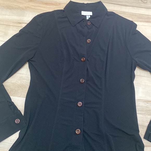 Saks Fifth Avenue Gottex Black Button Front Long Sleeve Size M. - Picture 9 of 11